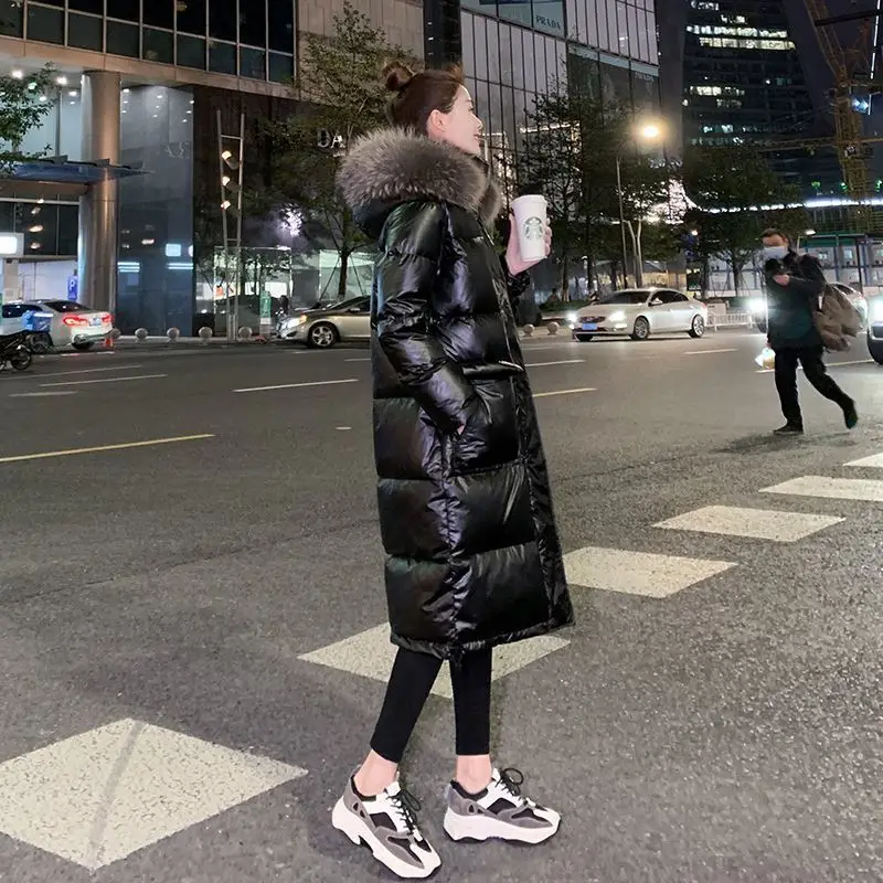 Women's Winter Coat Parka Large Fur Collar Shiny Padded Jacket Jacket Warmth Free Shipping Wholesale Plus Size Loose Fashion New