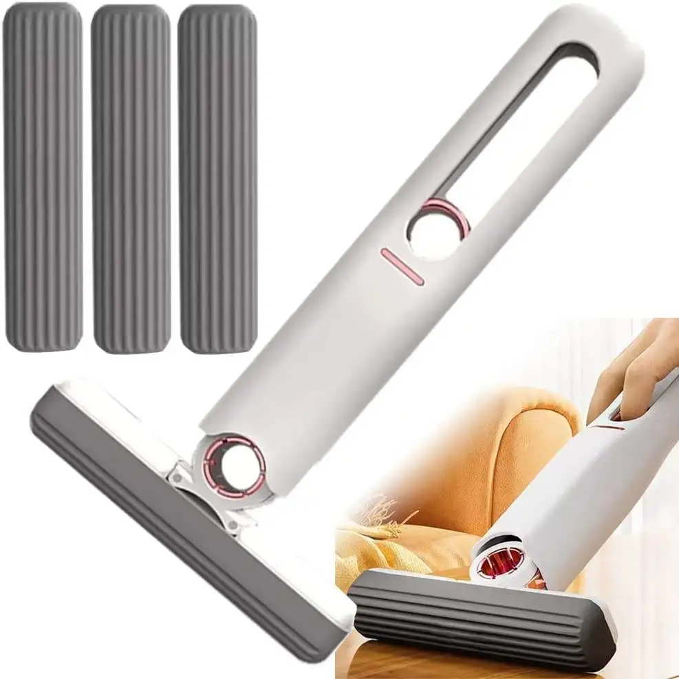 

Foldable Absorbent Sponge Mini Multifunctional Portable Small Mop Squeeze Car Desk Glass Hand Free Cleaning Mop with Sponge