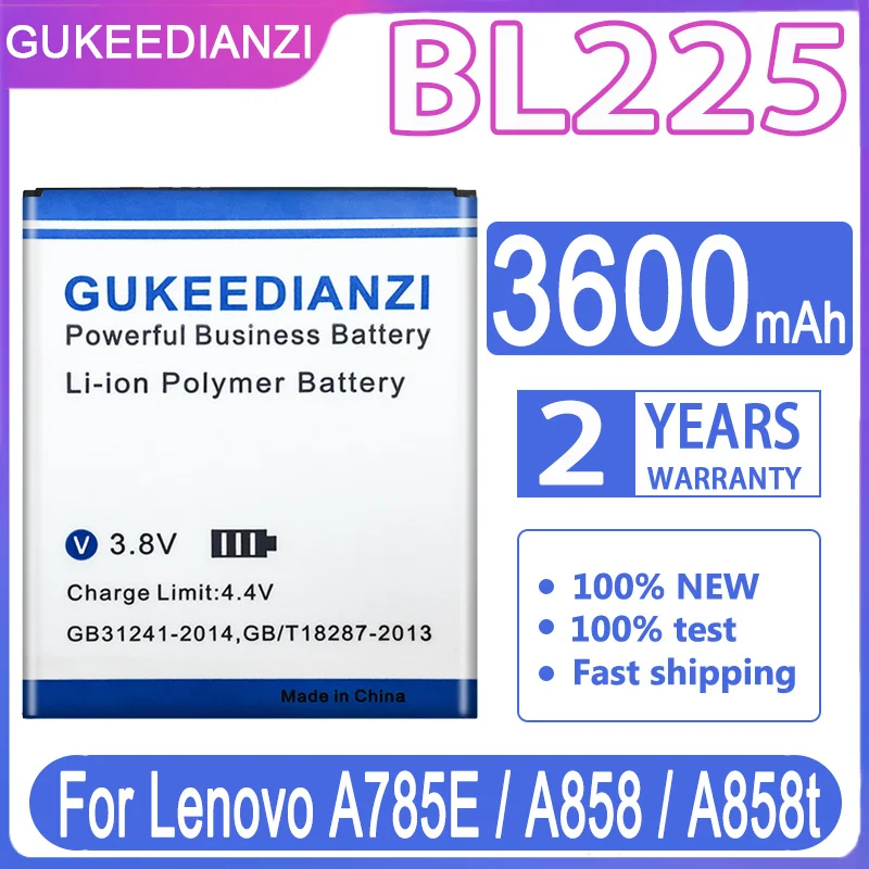 Аккумулятор GUKEEDIANZI 3600 мАч BL225 BL 225 для Lenovo A785E/A858/A858t аккумулятор + трек № - купить по