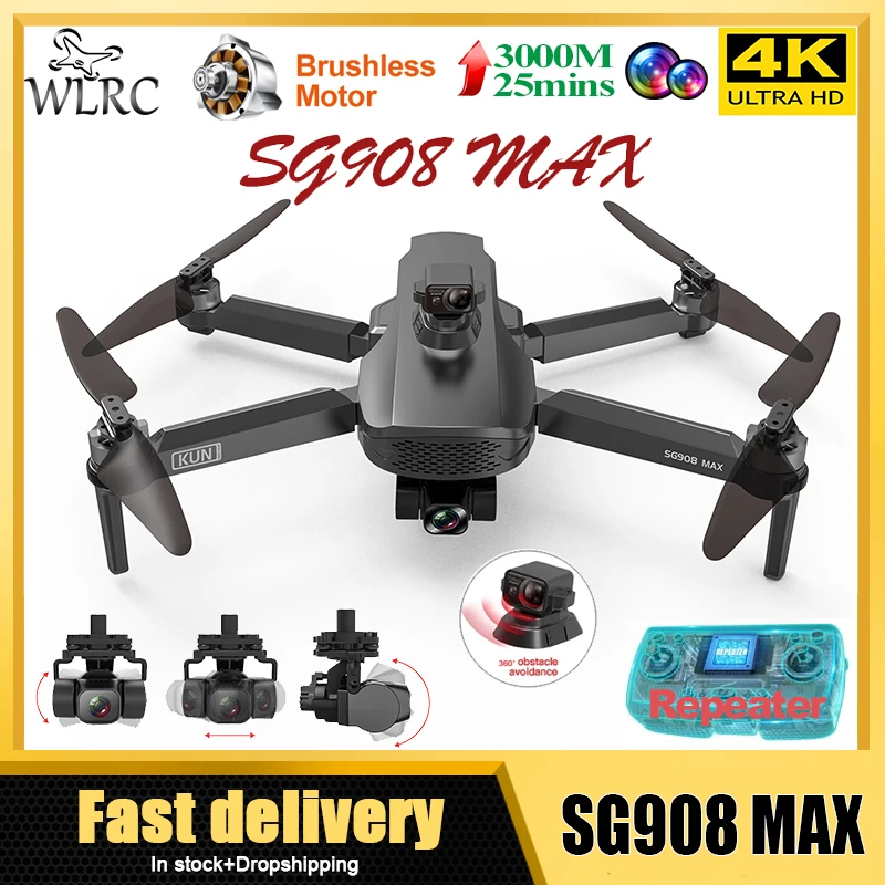 2022 SG908 MAX GPS Drone 3-Axis Gimbal 4K Camera 5G Wifi FPV Profesional 3KM Brushless Quadcopter VS SG906 Max 1 Christmas Gifts
