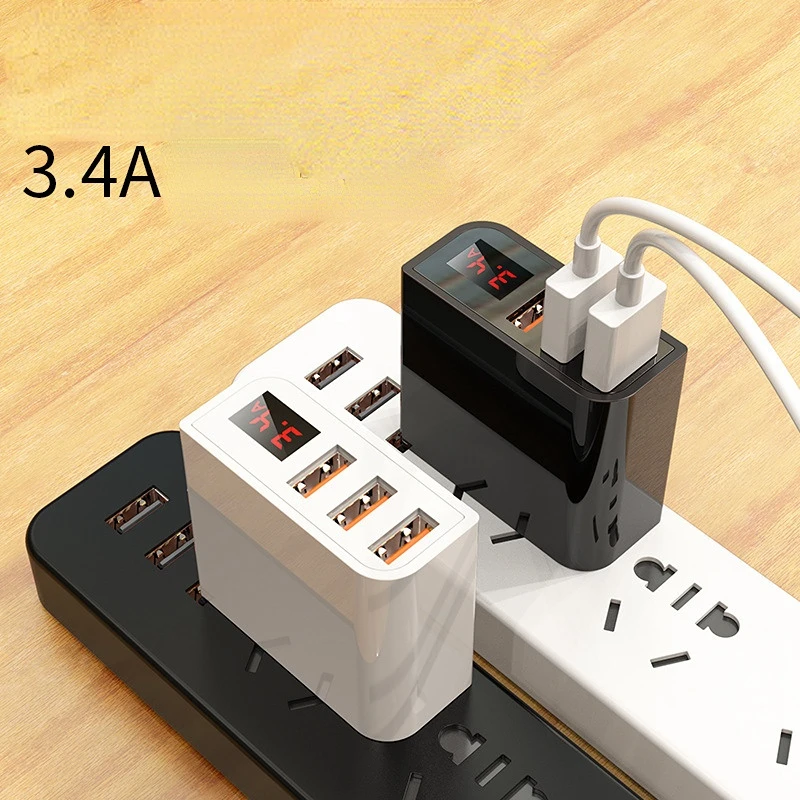 

Зарядное устройство USB с цифровым дисплеем, 3 USB-порта