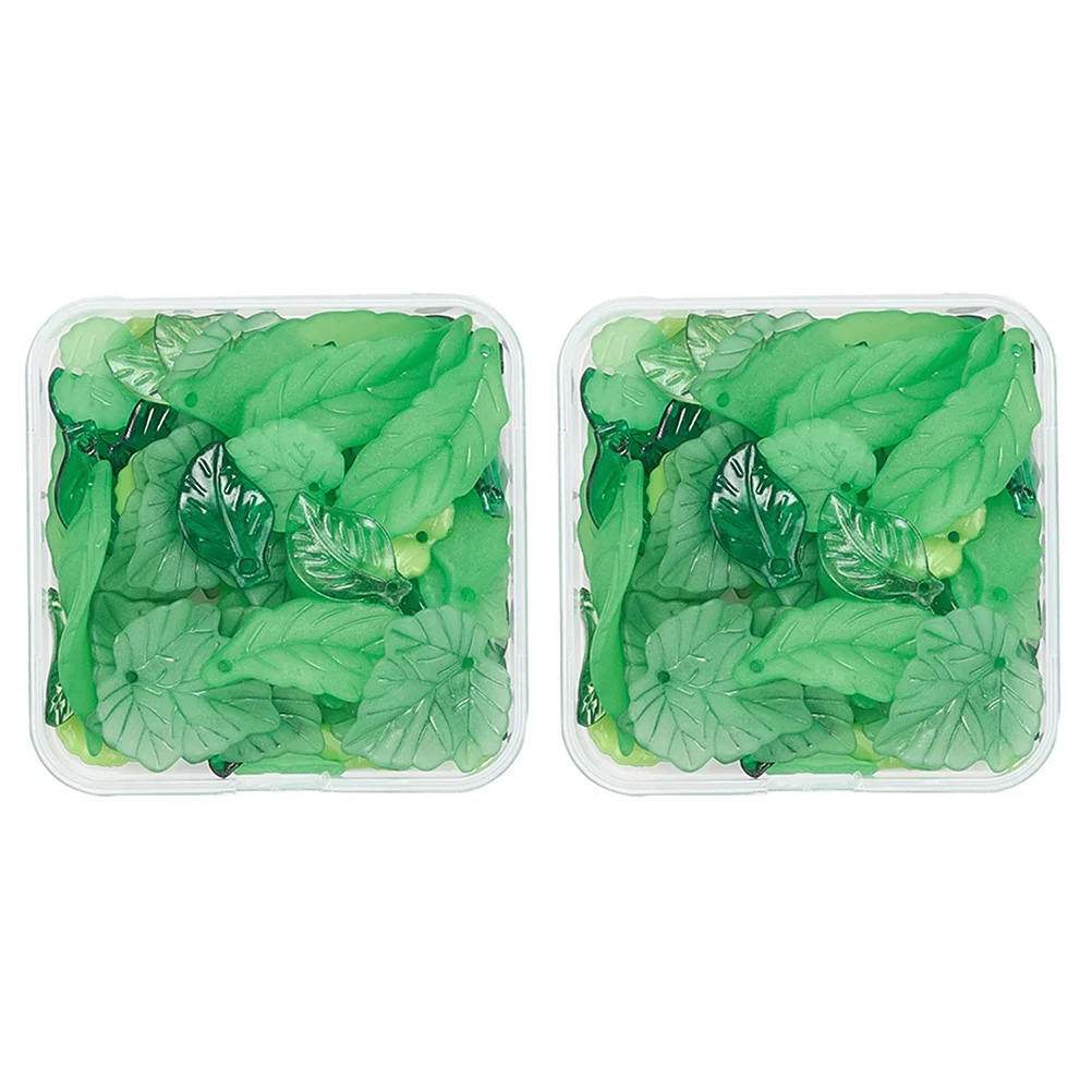 2 коробки кулон в виде листа манга бусины ожерелье подвесные аксессуары для