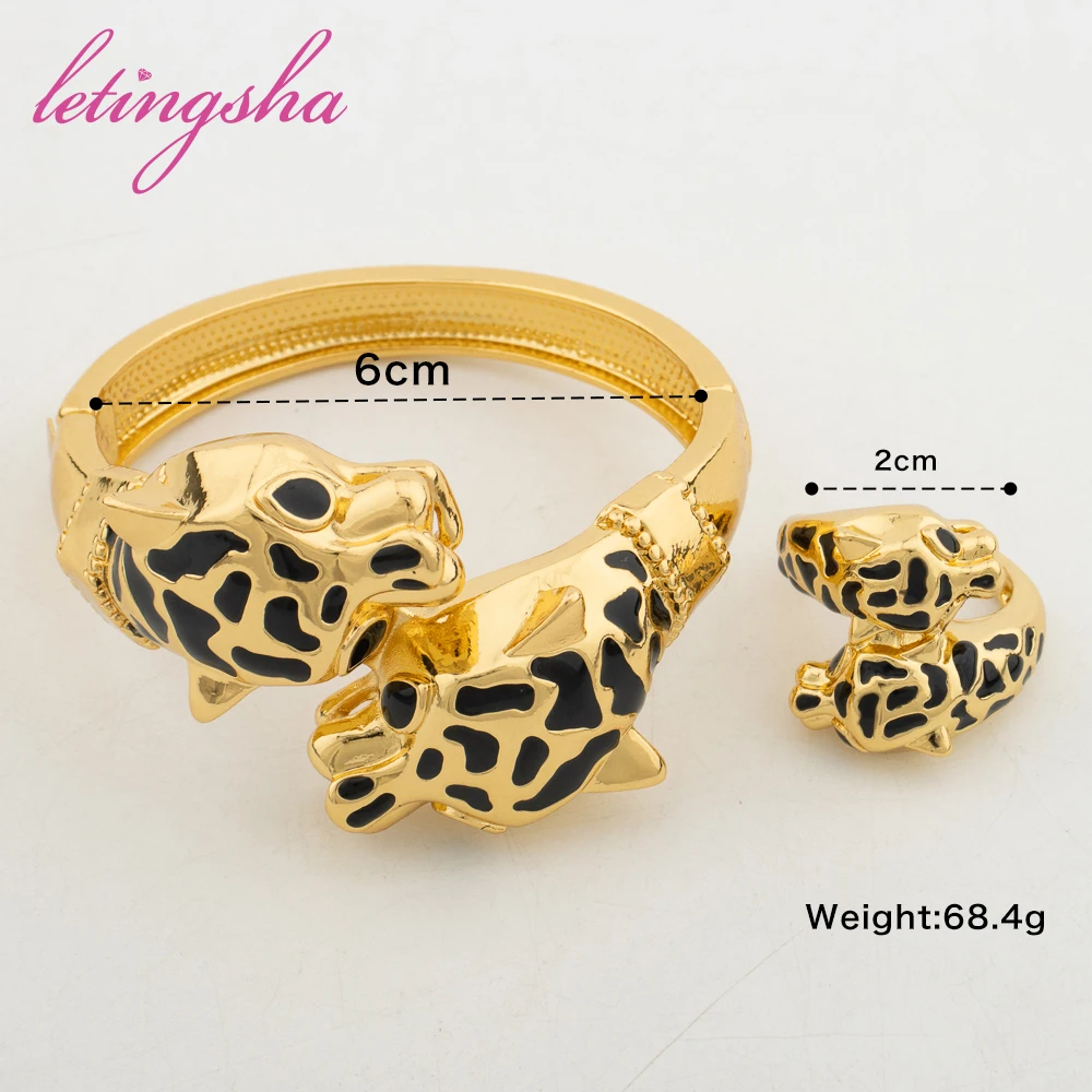 Позолоченные леопардовые браслеты для банкета модные регулируемые кольца 2 шт.