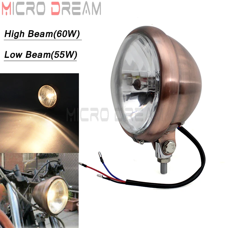 

Универсальная мотоциклетная фара 5,75 дюйма в стиле ретро, винтажная фара с дальним и ближним светом для Harley Springer Chopper Cafe Racer