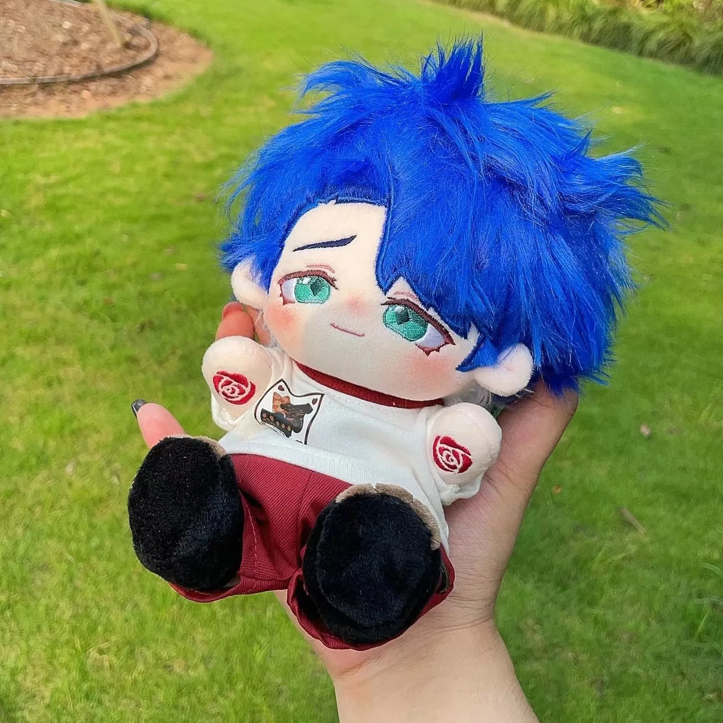 

Anime Honkai: Star Rail Sampo Koski Blue Hair 20cm Cosplay Handsome Plush Stuffed Cotton Doll Body Dress Up Cotton Pillow Mascot