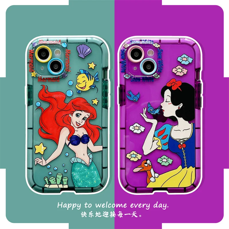 

Luxury Disney Princess Luminous Y2K Phone Case For IPhone 14 Pro Max 13 12 11 Pro Max Mini XR XS X Plus Shockproof Hard Cover
