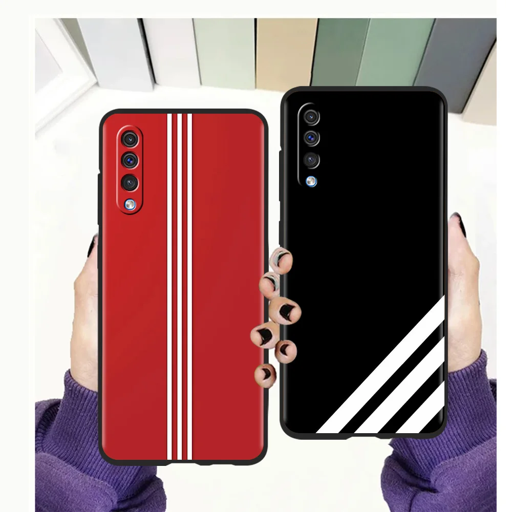 

Sports Brand Stripes Phone Cover Case For Samsung Galaxy A12 A02 A03 A03S A52 A70 A50 A20 A10 A10S A40 4G Luxury Silicone Shell