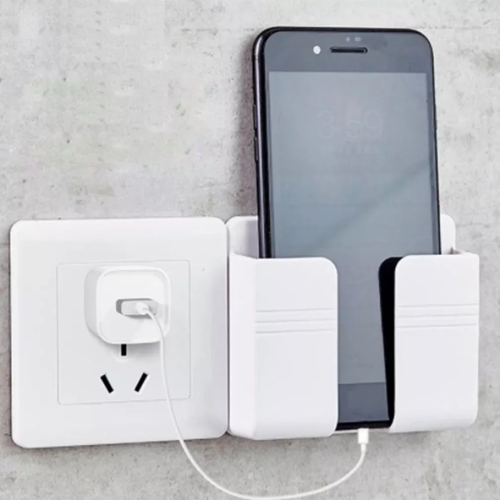 

Wall Mounted Organizer Storage Box Remote Control Mounted Mobile Phone Plug Wall Holder Charging Multifunction Holder Stand