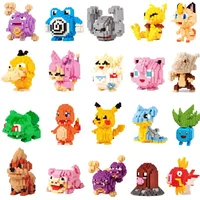 genuine pokemon building blocks action figure beads pocket monster pikachu game graphics doll mini model collect toy