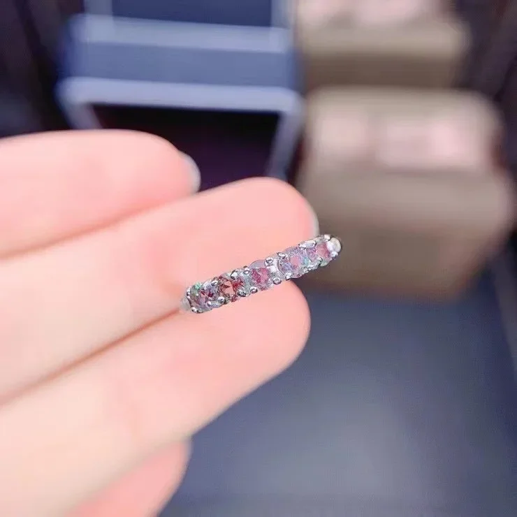 Новое настоящее серебро 925 кольцо с камнем Александра кольца изменяемого размера