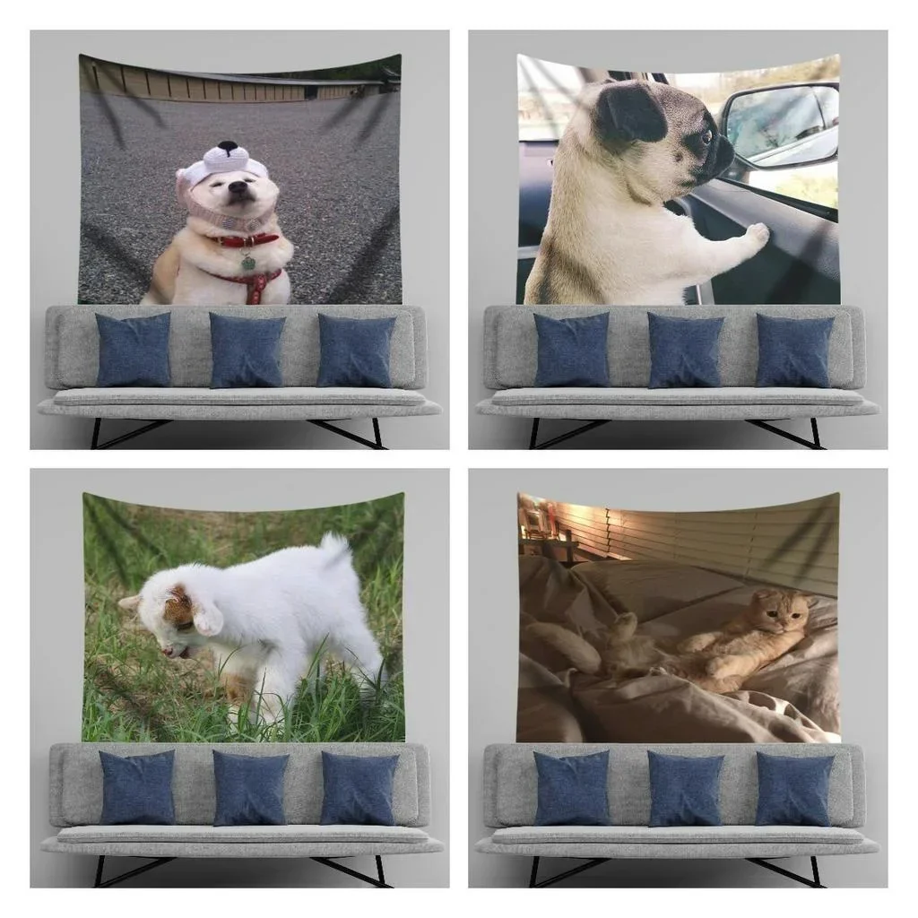 Гобелен Настенный Декор Милые Животные Собака Овцы Спальня Гостиная Корги