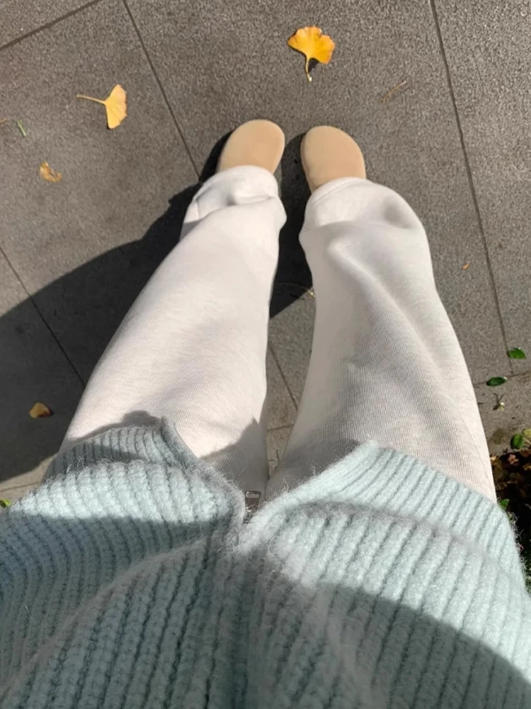 Вокальные светло-серые американские прямые спортивные штаны мужские осенние и