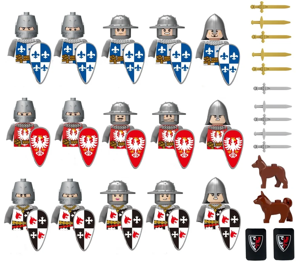 

Конструктор MOC средневековый рыцарь, военный замок, фигурки солдат дракона, оружие, шлем, щит, аксессуары, кирпичи, игрушки для детей, C14