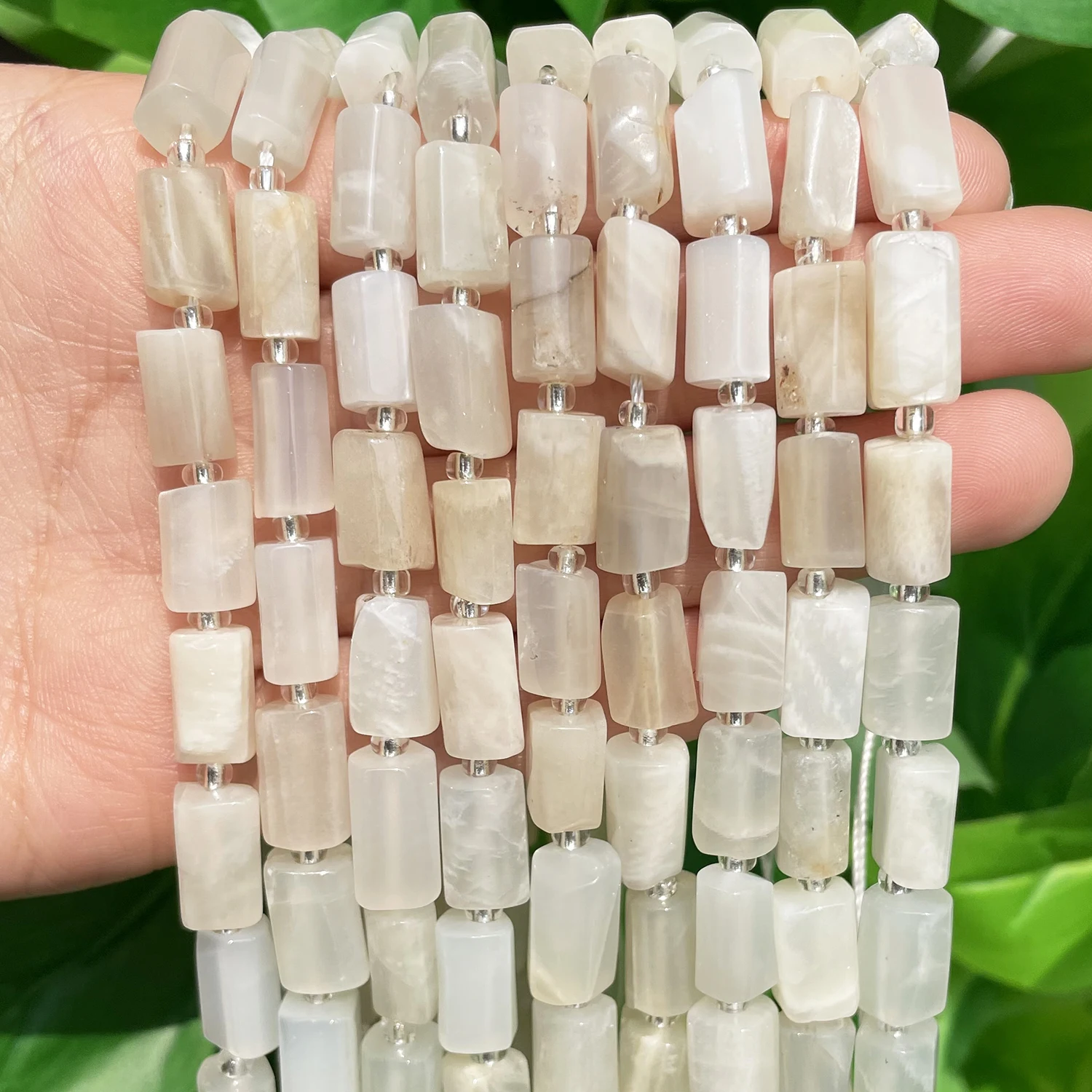 

8x11mm Faceted White Moonstone Cylinder Natural Stone Beads Loose Spacer Beads for Bracelets DIY Jewelry Making Accessories