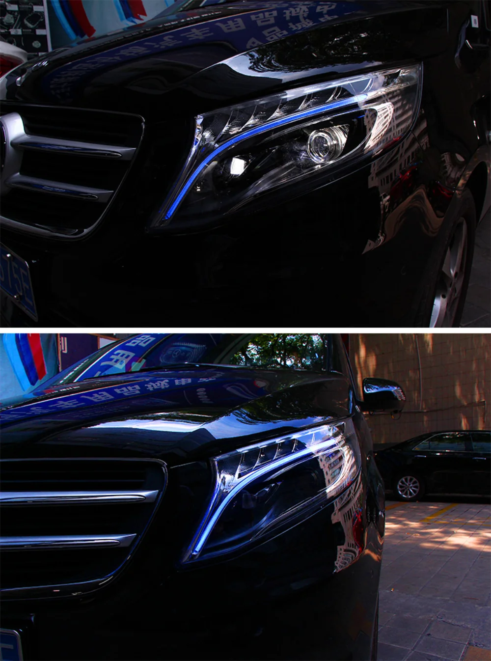 Пара полностью светодиодных фар для Mercedes-Benz V class VITO DRL дневные ходовые огни