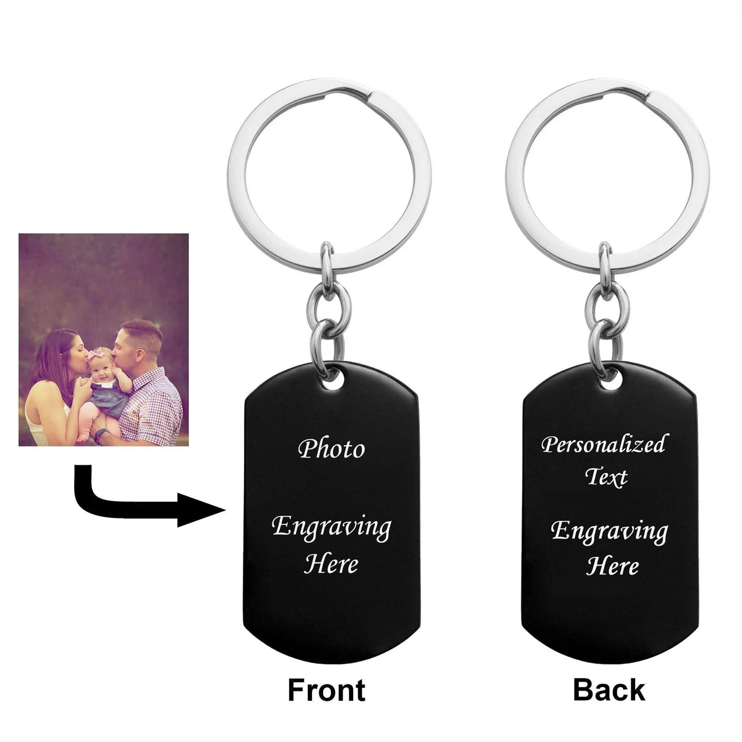 

Mother's Day Gift Personalized Photo/Text Engraving Stainless Steel Keychain Namebar Keychains For Family Mom Father's Day Gifts