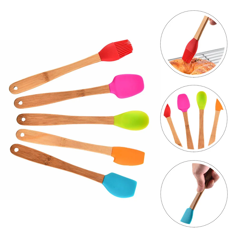 

Silicone Spatula Brush Spatulas Baking Scraper Mini Set Butter Utensils Kitchen Basting Resistant Heat Cake Spoon Nonstick Jar