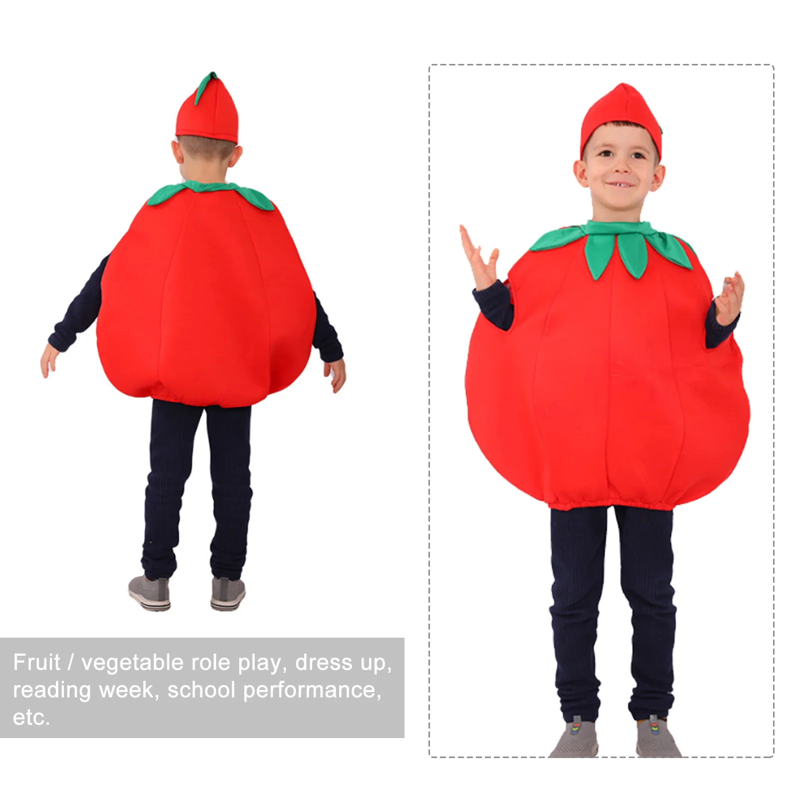 Tomato Dresses For Kidsss Infant Boys Stage Performance Costumes Clothing Unisex Dress Props Cosplay Child Festival