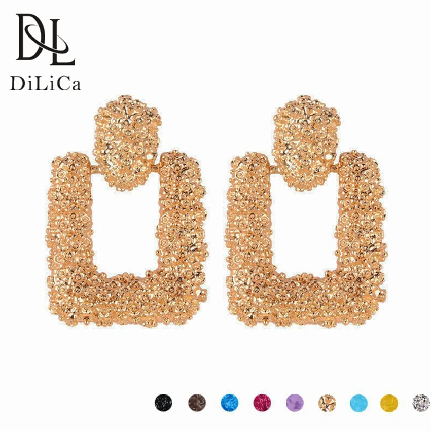 

DiLiCa Trend Big Earrings for Women Statement Earrings Female Alloy Geometric Drop Earring Jewelry boucle d'oreille femme