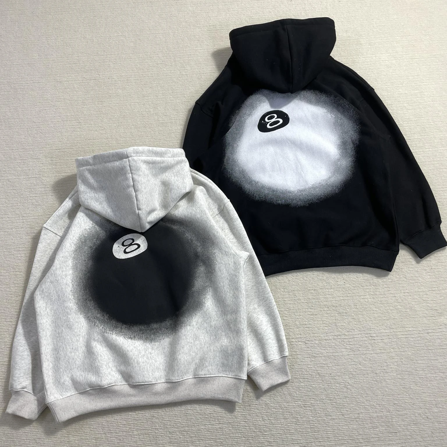 

22FW High Quality Inkjet Black 8 Foaming Printing Hoodie Sweatshirts Casual Loose Pullover