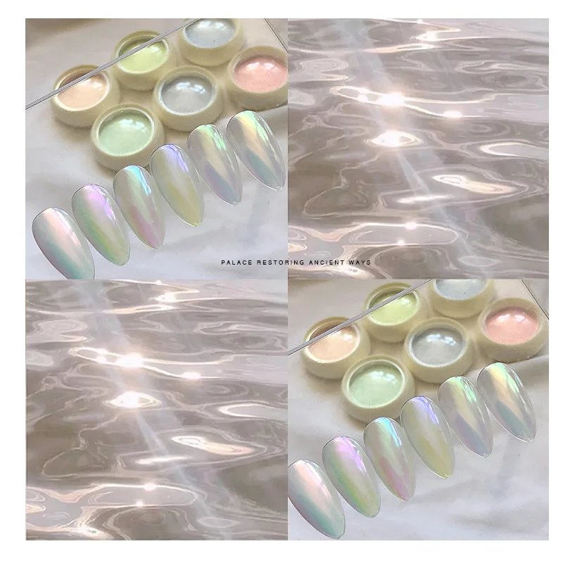 

Зеркальный порошковый пигмент для ногтей Русалочки, Русалка для ногтей Aurora Pearl Chrome, блестящая пыль голографическое искусство ногтей, градие...