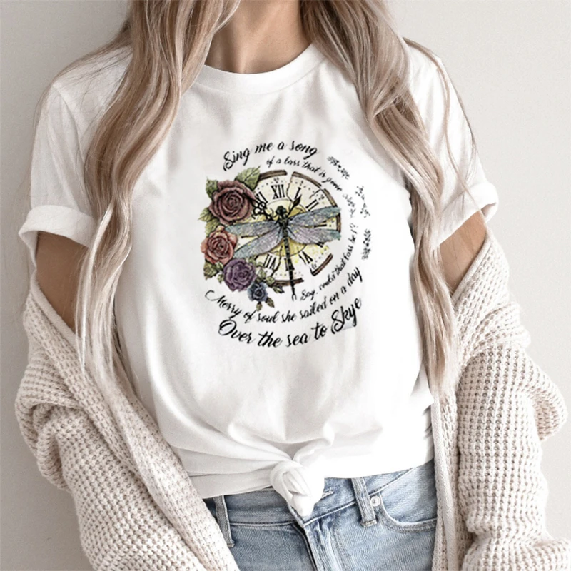 

Abstract Lines Dragonfly Print T-Shirts Women Summer 2022 Graphic Tee Funny Shirts for Woman Tshirts Loose O-Neck Harajuku Tops