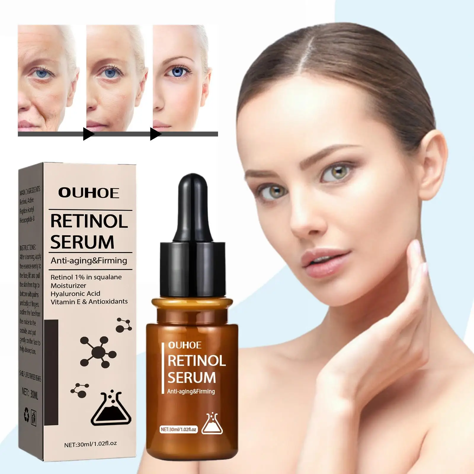 

VIBRANT GLAMOUR Retinol Face Serum Moisturizing Whitening Firming Fade Fine Lines Anti-wrinkle Anti-aging Deep Care Essence 30ML