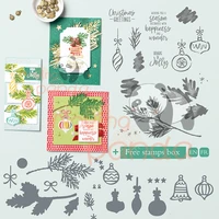 moving panda new christmas leaf metal cutting dies and clear stamps for diy dies scrapbooking paper card decorating craft dies