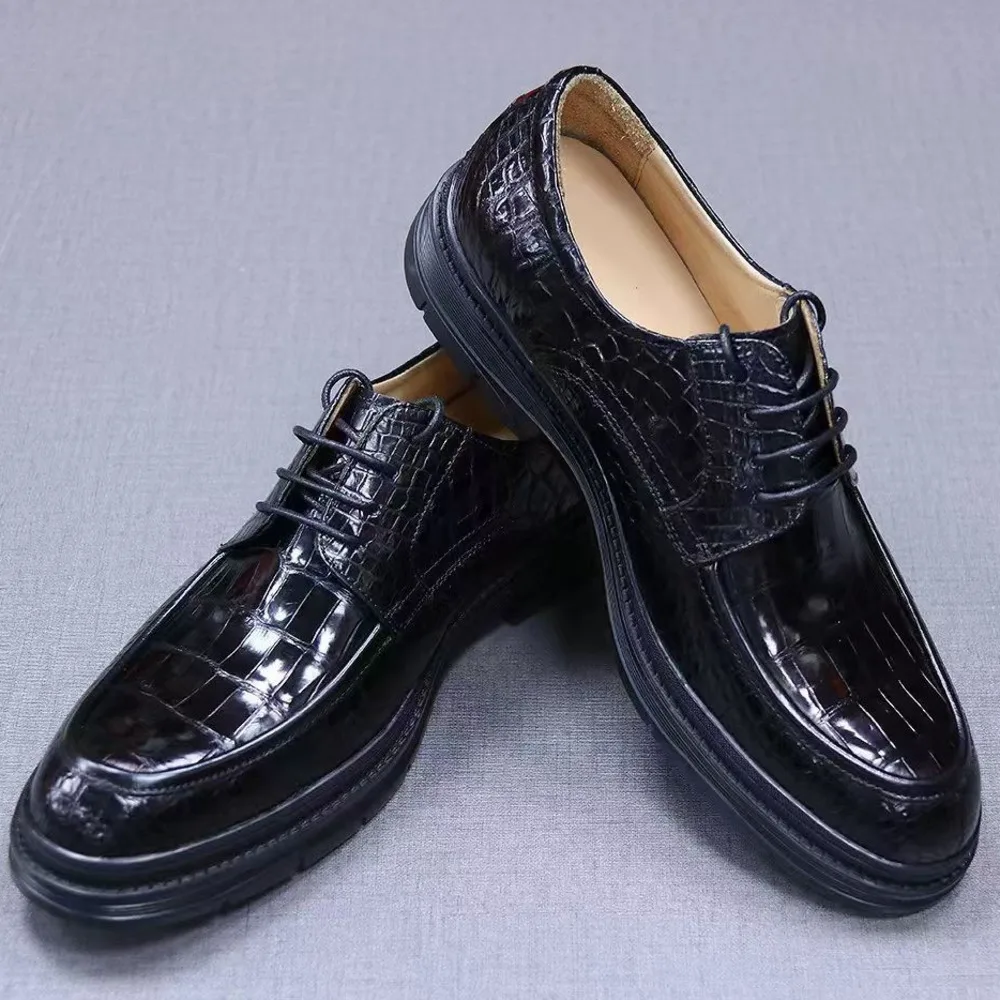 

Мужские кроссовки из натуральной крокодиловой кожи, износостойкие деловые повседневные туфли на шнуровке, новинка 2022