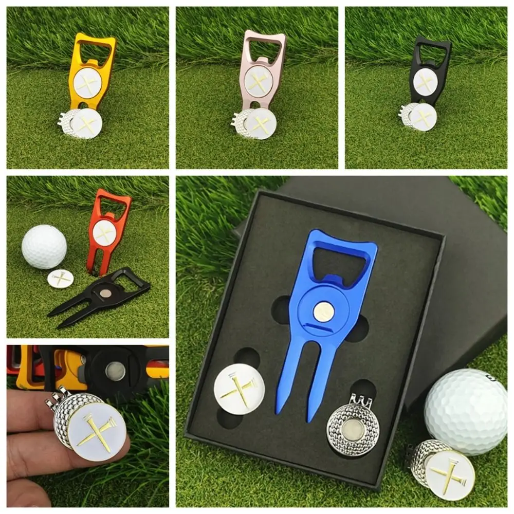 

Аксессуары для набора аксессуаров для гольфа, зажим-маркер, вилка для мяча для гольфа, металлические многофункциональные зажимы для маркера для мяча для гольфа