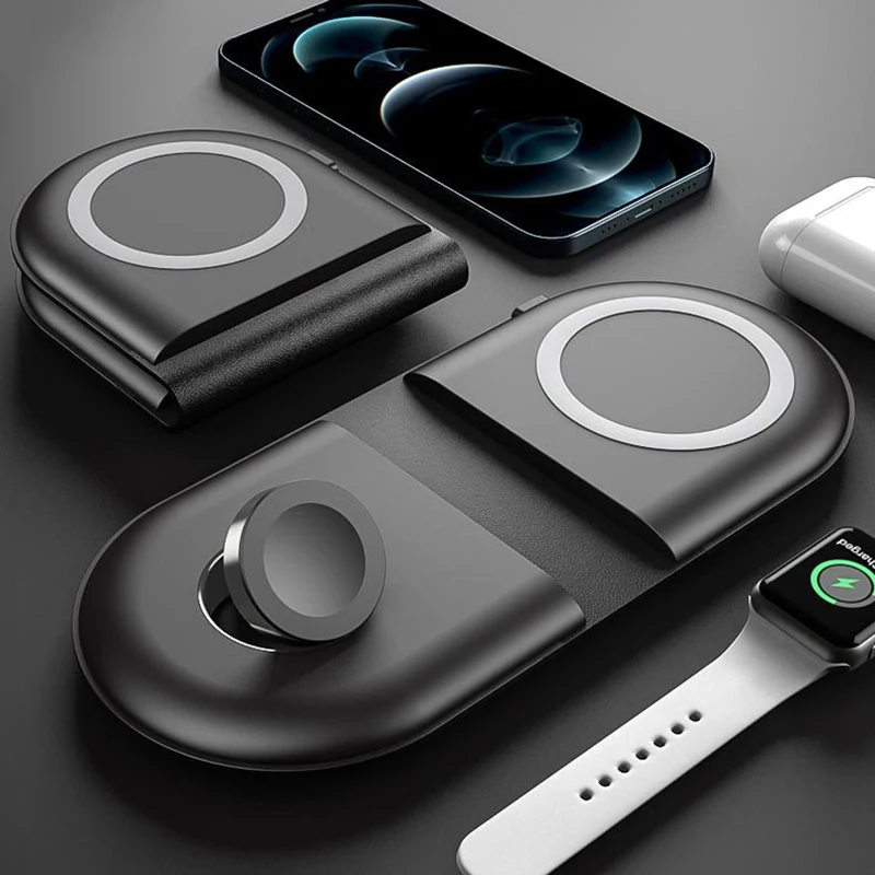 

2in1 15W Wireless Charger Iphone Mobile Phone Watch Headset Phone Holder Apple Watch Dock 2 In 1 Qi Fast Charging with USB Cable