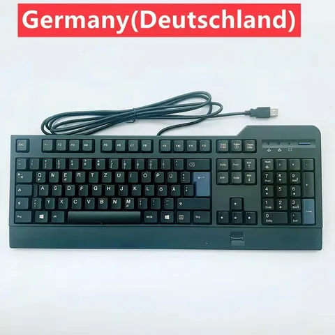 Проводная мембранная клавиатура Lenovo kuf1256 с датчиком отпечатков пальцев, немецкая раскладка