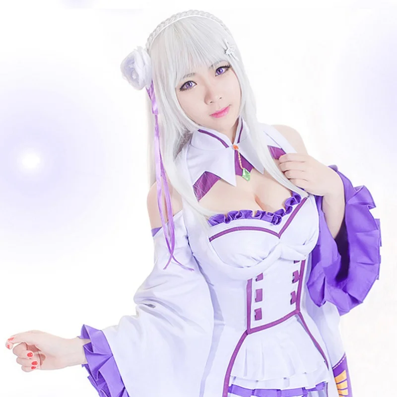 Костюмы для косплея Re Zero аниме-платье Кара хаджимера Isekai Seikatsu Эмилия Униформа