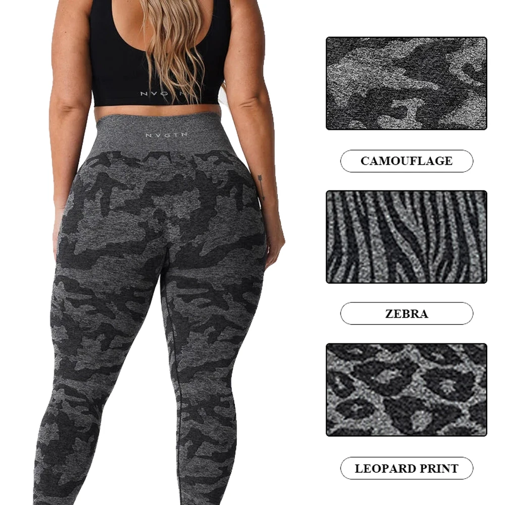 NVGTN Series Zebra Leopard Camouflage Seamless Leggings Women's High Waist Soft Workout Pants Yoga Pants High Waist Workout Wear