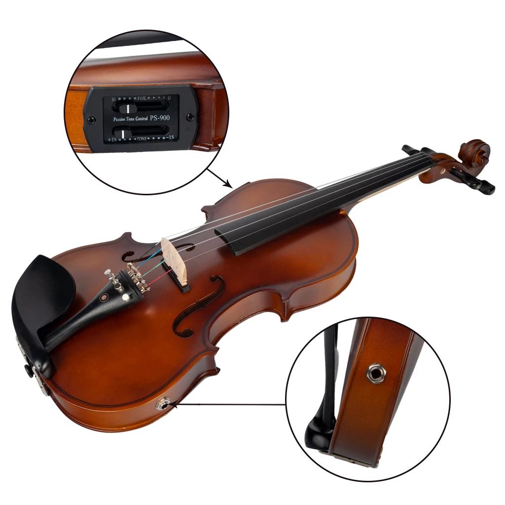 NAOMI 4/4 Electric Violin 4/4 Full Size EQ Electric Violin Fiddle Kit  W/ Bow Case Rosin Bridge enlarge