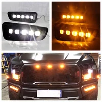 2 pieces led daytime running lights turn signal yellow drl 12v fog lamp waterproof for ford raptor svt f 150 f150 2016 2017 2018