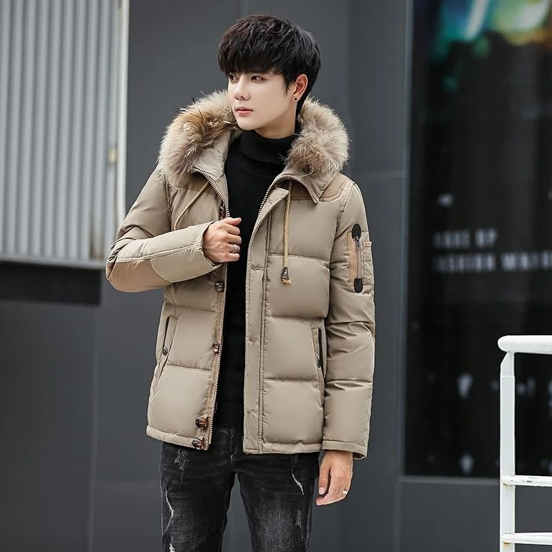 Outdoor Down Jackets Men's Short Thickened Down Hooded Coat Young Students' Winter Coat Warm and Cold Proof Jacket for Men