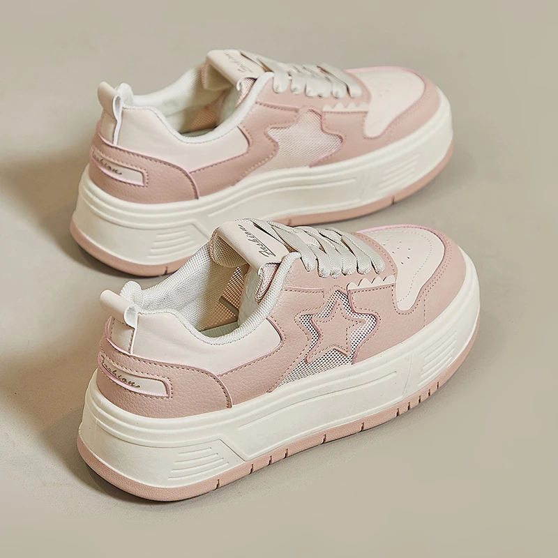 2023 Summer New Large Size Women's Shoes Breathable Mesh Surface Thick Soled Board Shoes Woman Korean Version Casual Sneakers