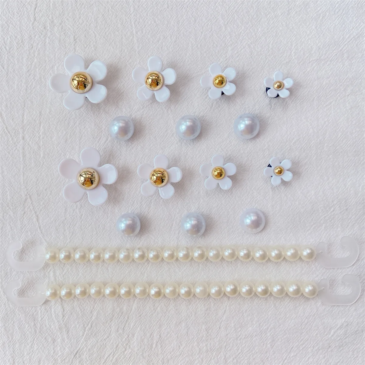 New arrived sun flower Shoes Accesories Croc Charms pearl Chain Croc Shoe Decorations Diy Buckle Shoes Flower