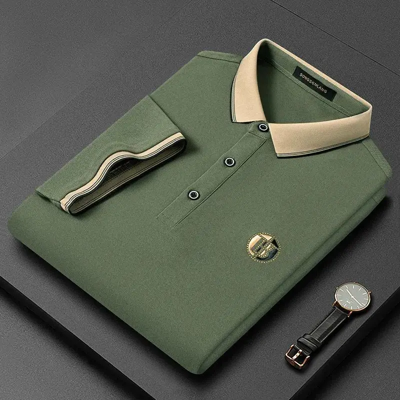 Golf Men's Summer New Embroidered POLO Shirt High end Embroidered Business Leisure Sports POLO Short Sleeve T-shirt