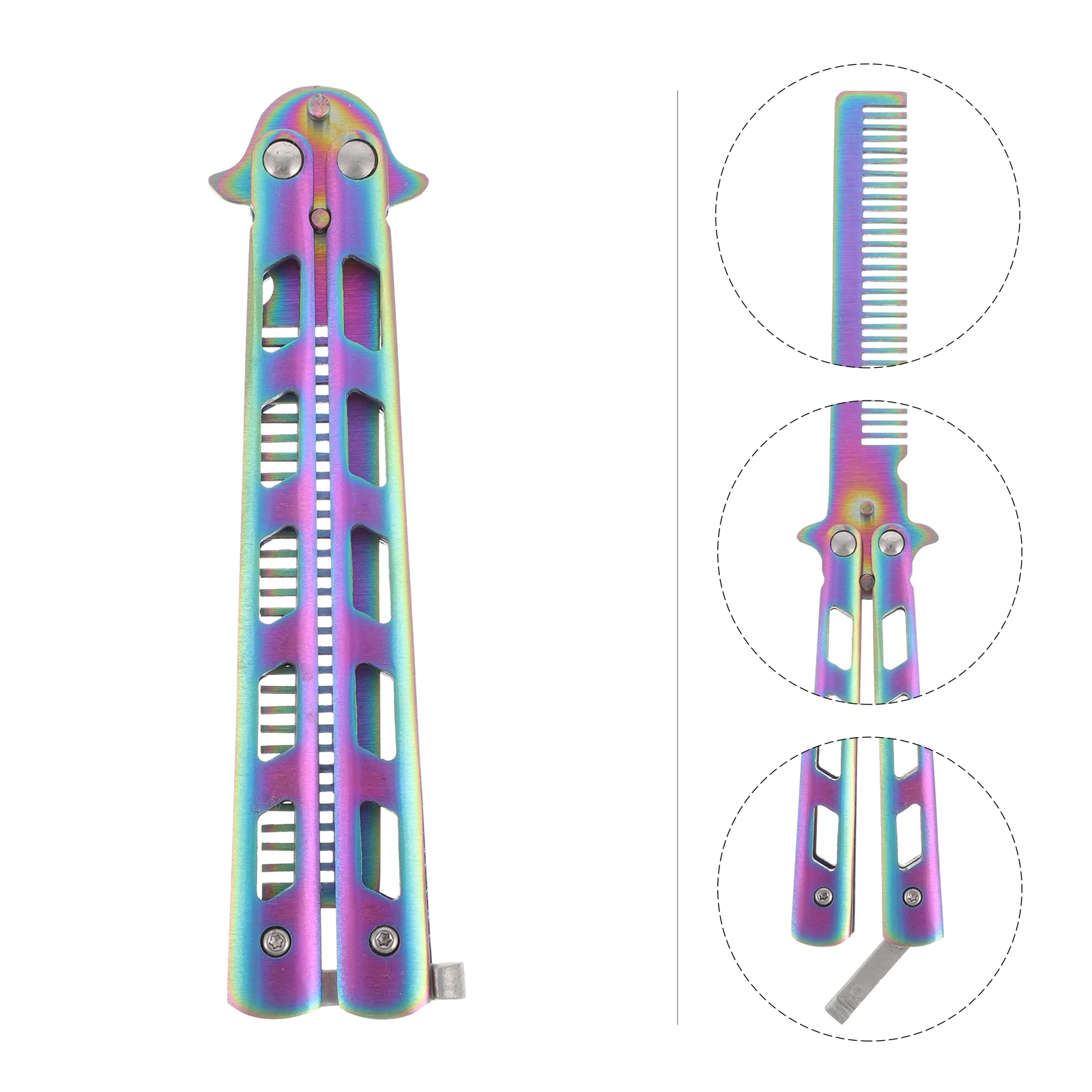 

1Pc Blunt Balisong Unsharpened Butterflies Comb Cutter Hand Practice Tool