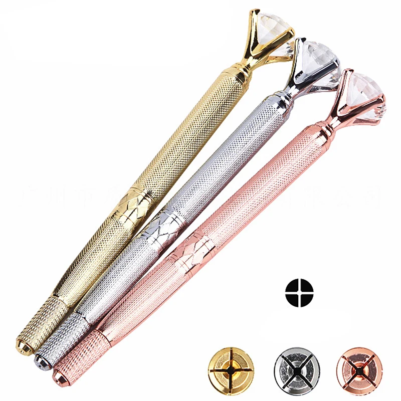 

DHL 50PCS Profesional Microblading Eyebrow Pen With Crystal Diamond Permanent Makeup Tattoo Eyebrow Pens Tattoo-machine Supply