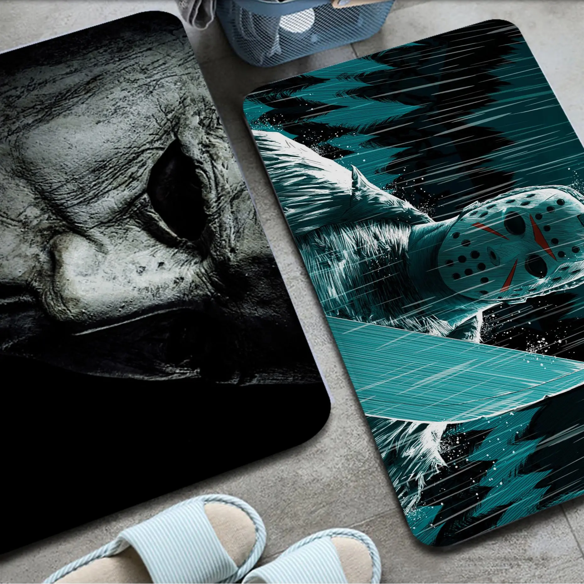 

Horror Movie Characters Door Mat Retro Multiple Choice Living Room Kitchen Rug Non-Slip Bedside Area Rugs