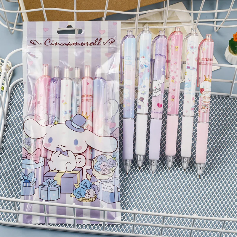 

New Kawaii Sanrio Cinnamoroll Black Signature Pen Push Type Neutral Pen Learning Stationery Girl Birthday Gift For Girlfriend