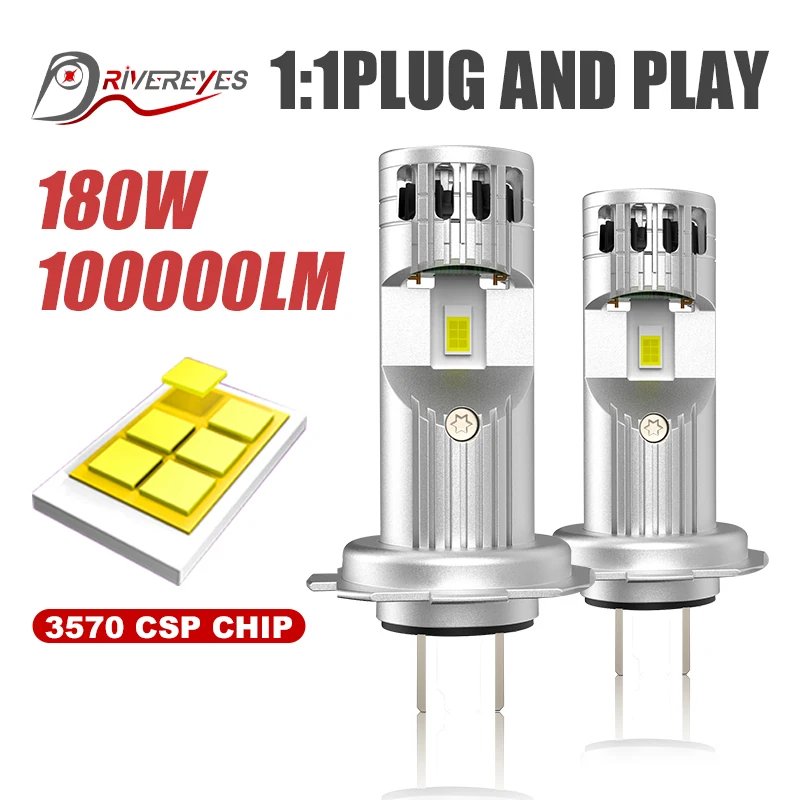 

H7 LED Canbus Headlight 180W 100000LM 6000K High Power Turbo LED Bulbs 12V Atuo Lamp Spotlights For Vehicles Light Bulbs