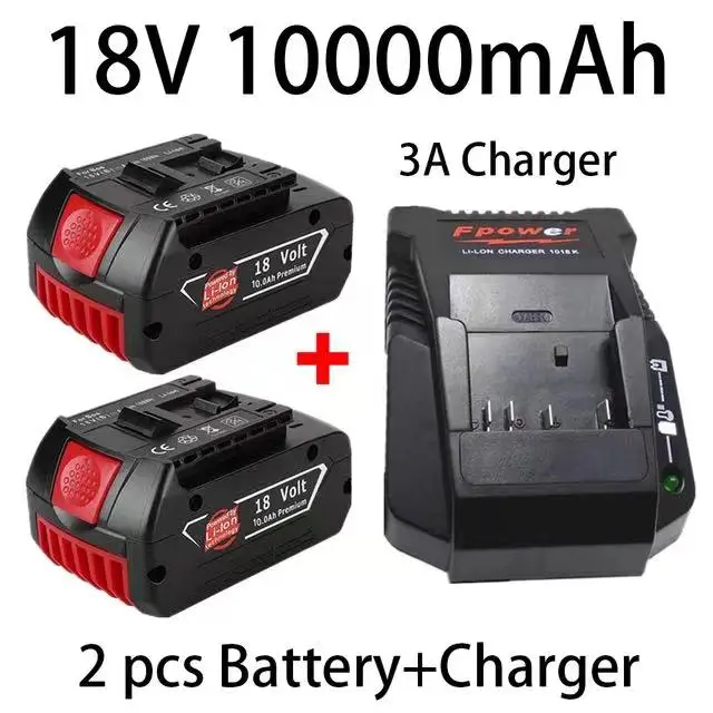 

18V 10000mAh for Bosch Electric Drill 18V 10.0Ah Li-ion Battery BAT609 BAT609G BAT618 BAT618G BAT614 2607336236+charger