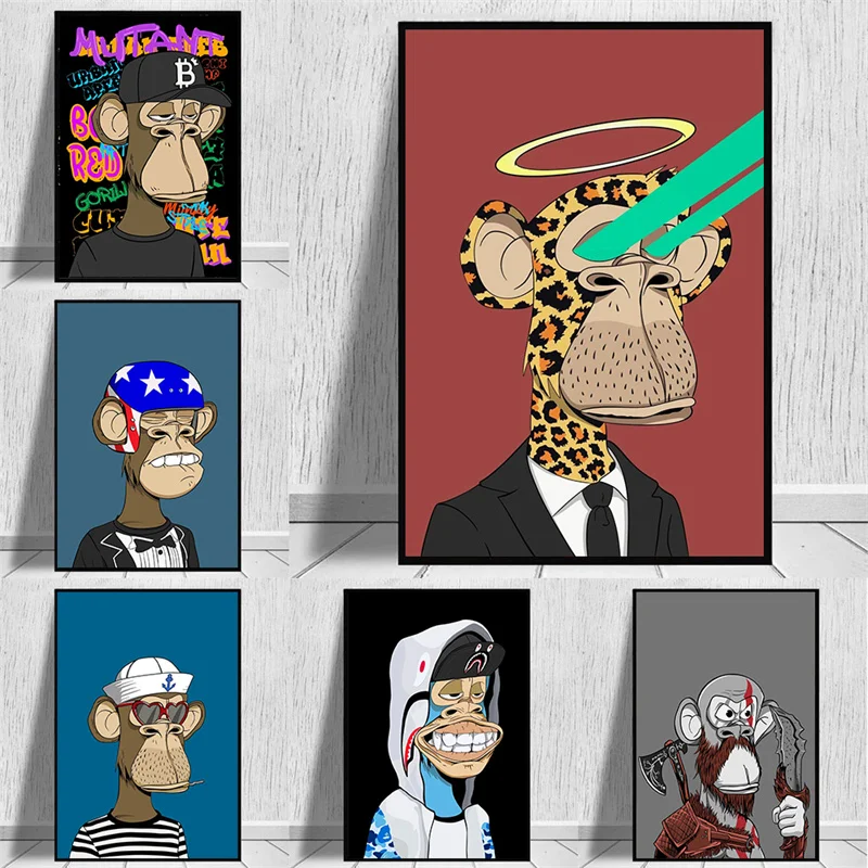 

Настенная картина с забавной обезьяной, абстрактный постер с изображением животных, без рамки, домашний декор, картина для комнаты