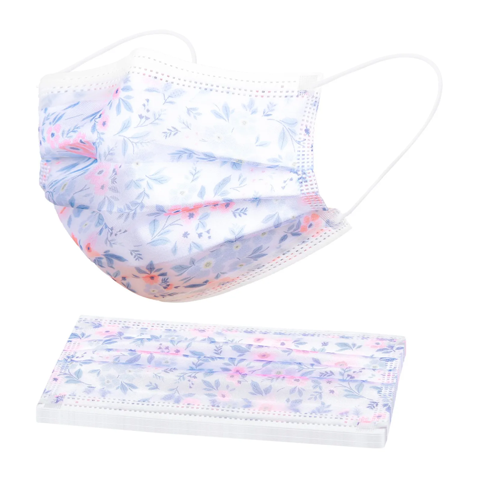 

10pc Luxury Disposable Masks For Women Adult Gift 4-layer Floral Pattern Summer Uvproof Breathable Face Mask Decoration