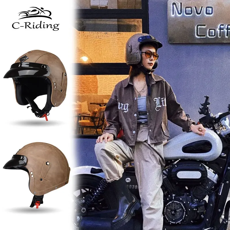 

Low Profile Motorcycle Helmet Cascos Para Moto Mujer Jet Helmets Free Gifts Cafe Racer Motorbike Scooter Casque Capacete