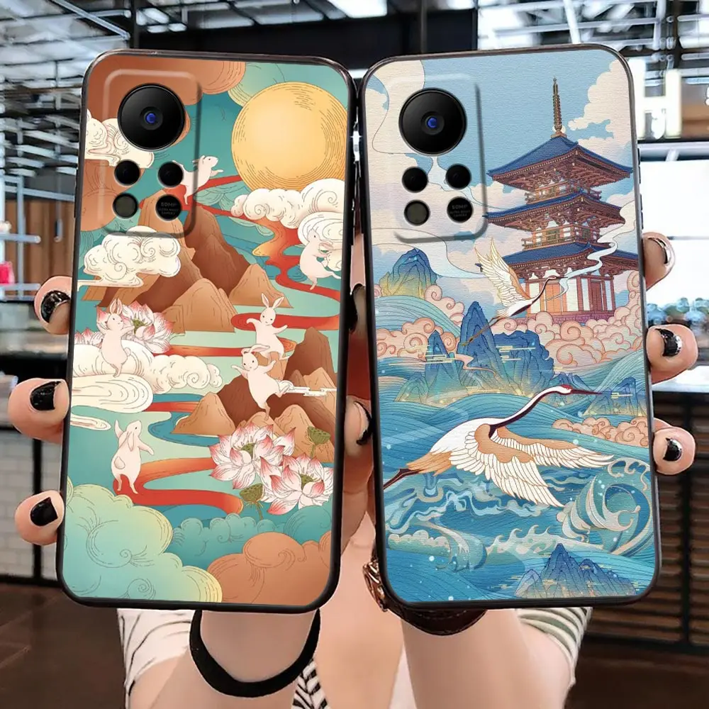 

Case For Infinix TECNO SPARK 7 6 Air Go 5 Pro HOT 20I 20S 5G 12I 11S 10I 10S 8 Play Case Capa Chinese Style Fantasy Scenery Map